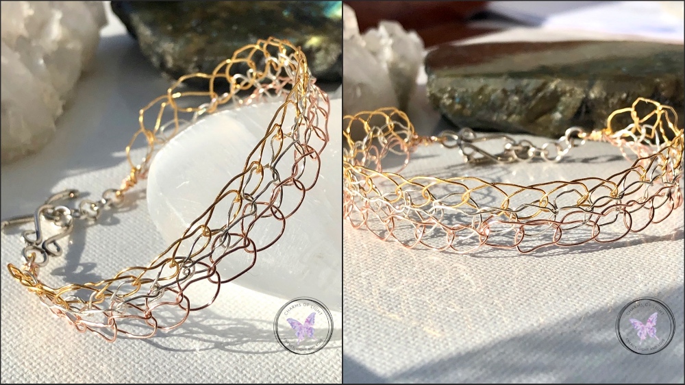 3 tone wire crochet bracelet