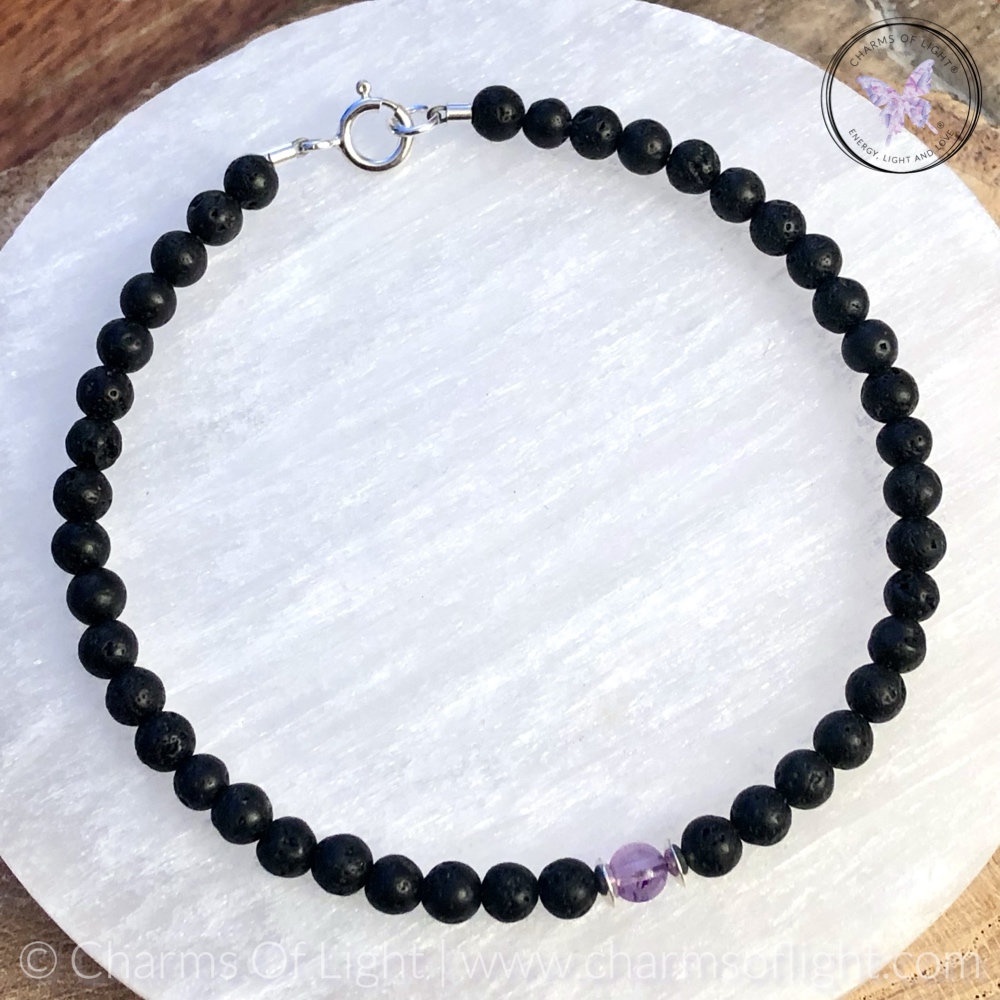 Men's Lava Stone Birthstone Bracelet