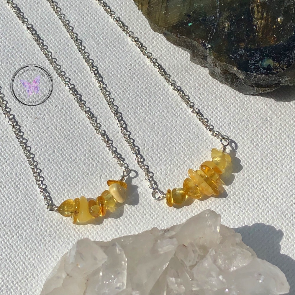 Baltic Amber Chip Bar Necklaces