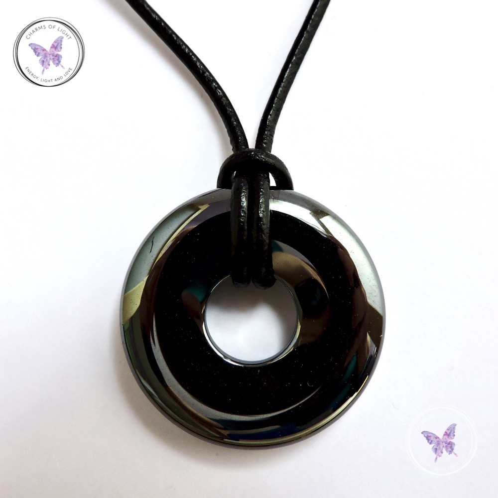 Hematite Pi Stone Donut Necklace