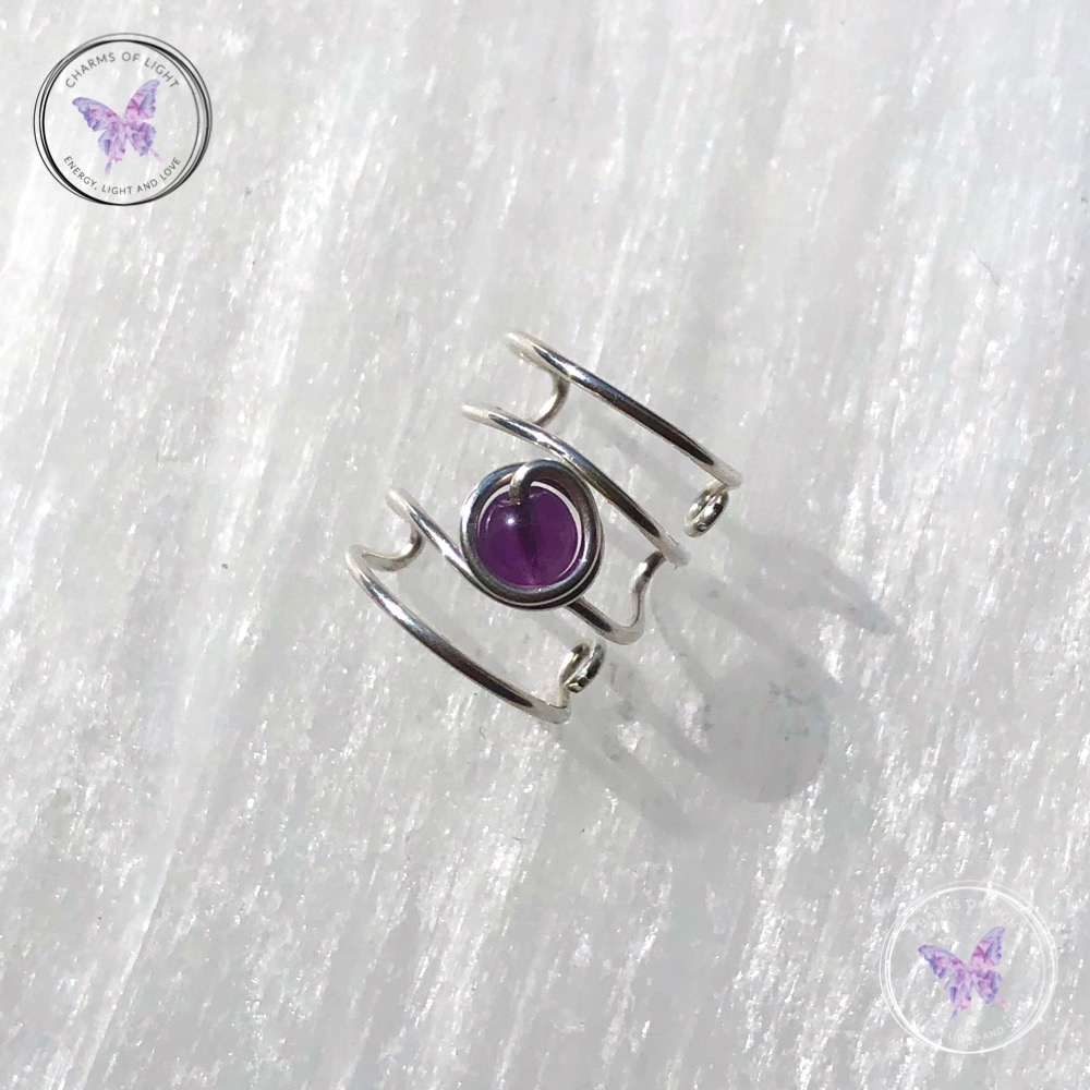 Amethyst & Silver Ear Cuff