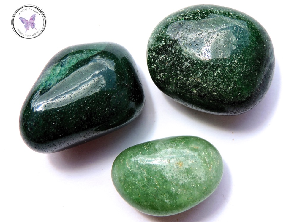 Green Aventurine Chakra Stone Set Polished Palm stone sold by 7pcs Free Pouch 
