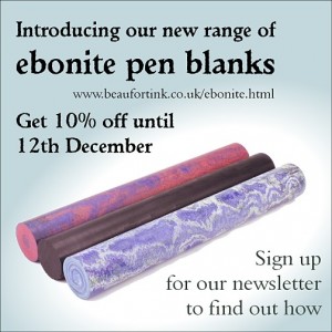 Sign up to our newsletter to get your introductory 10% discount on all ebonite blanks