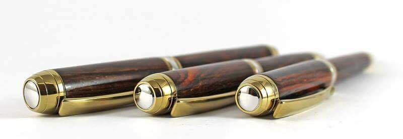 Accent cabochons correctly fitted on a collection of Beaufort Mistral pen kits