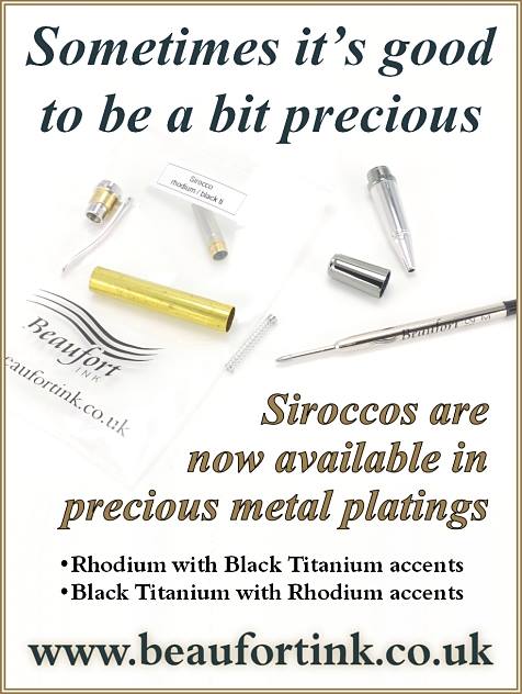 Sirocco pen kits are now available in precious metal platings