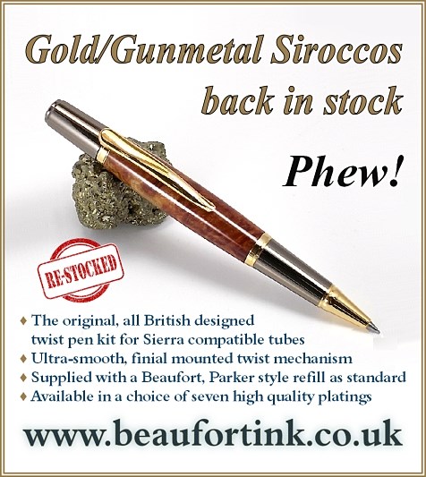 Beaufort Sirocco pen kits are back in stock