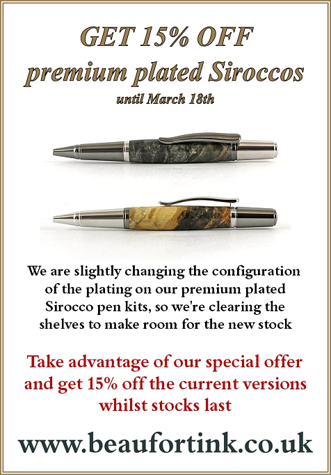 Get 15% off premium Sirocco pen kits whilst stocks last