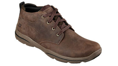 Tanned leather ankle boot for walking with laces and absorbing sole